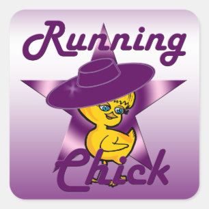 Running Chick #9 Quadratischer Aufkleber