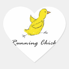Running Chick Herz-Aufkleber