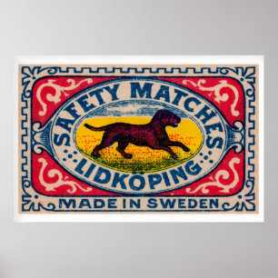 Running Dog Matchbox Kunstprint, Schwedisches Vint Poster