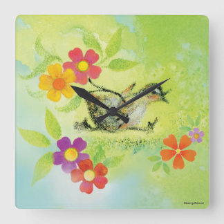 Running Duckling Acrylic Wall Clock (Square) Quadratische Wanduhr