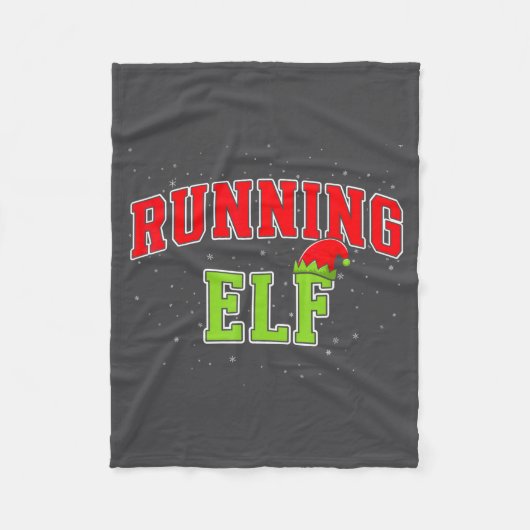 Running Elf Christmas Family Matching Group Xmas R Fleecedecke (Vorderseite)