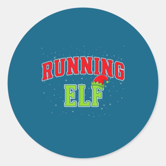 Running Elf Christmas Family Matching Group Xmas R Runder Aufkleber (Vorderseite)