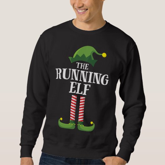 Running Elf Matching Family Group Weihnachts-Party Sweatshirt (Vorderseite)