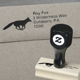 Running Fox Silhouette Wildlife Rücksendeadresse Gummistempel