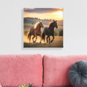 Running Free at Sunset – Wild Horse Duo Wall Art Leinwanddruck (Insitu (Wohnzimmer))