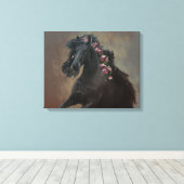 Running Friesian - Wrapped Canvas Leinwanddruck (Insitu (Holzboden))