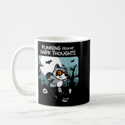 Running From My Dark Thoughts Funny Raccoon Hallow Kaffeetasse (Links)