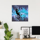 Running Gecko | Blauer Spritzer Poster (Heimbüro)