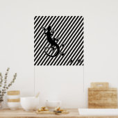 Running Gecko | schwarze Streifen Poster (Küche)