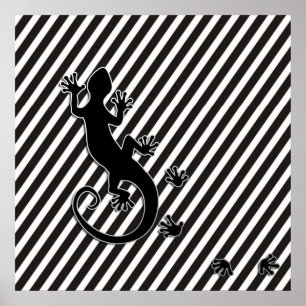 Running Gecko schwarze Streifen Poster