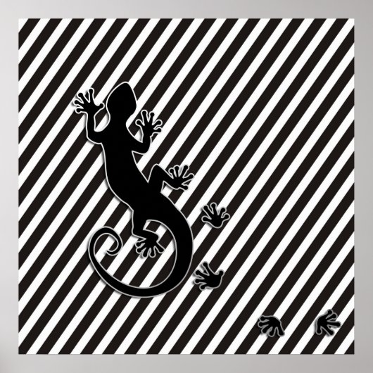 Running Gecko | schwarze Streifen Poster (Vorne)