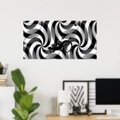 Running Gecko - Wirbel schwarz und weiß Poster (Heimbüro)