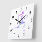 Running Girl Quadratische Wanduhr (Winkel)