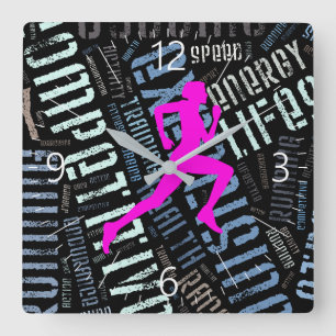 Running girl quadratische wanduhr