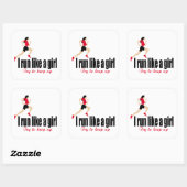 Running Girl Quadratischer Aufkleber (Blatt)