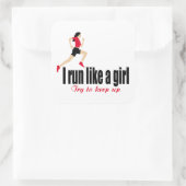Running Girl Quadratischer Aufkleber (Tasche)