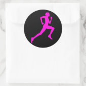 Running Girl Runder Aufkleber (Tasche)