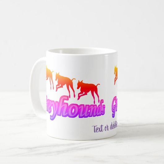 Running Greyhounds Rainbow Personalisiert Kaffeetasse (Vorderseite Links)