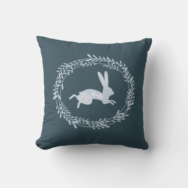 Running Hare | Monogramm-Drehkissen Kissen (Vorderseite)