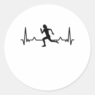 Running Heartbeat Line Funny Runner Geschenke Runder Aufkleber