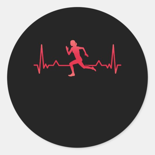 Running Heartbeat Line Runner Xmas Geschenk Runder Aufkleber (Vorderseite)
