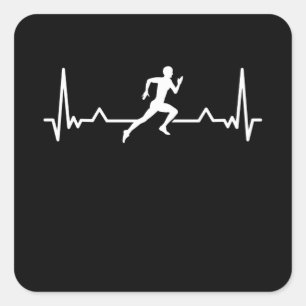 Running Heartbeat Runner Funny Gift Quadratischer Aufkleber