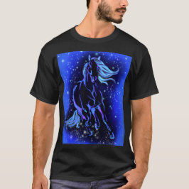 Running Horning T - Shirt Blue Moonlight Starry Ni