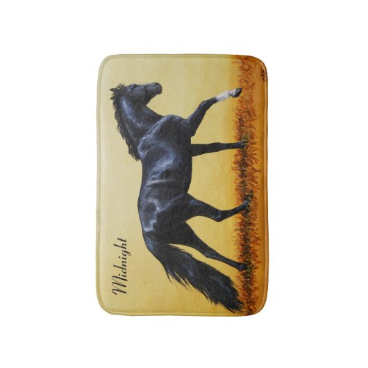 Running Horse Black Stallion Badematte (Vorderseite Vertikal)