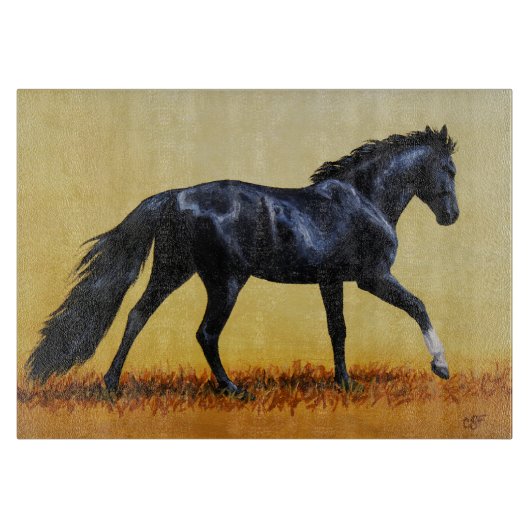 Running Horse Black Stallion Schneidebrett (Vorderseite)