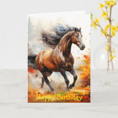 Running Horse in Autumn Karte (Gelbe Blume)