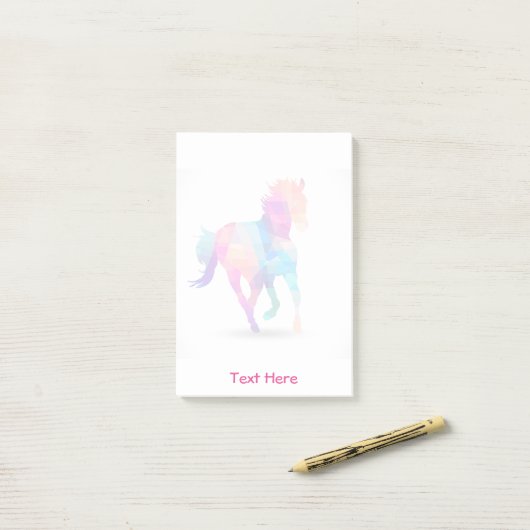 Running Horse Lo Poly Geometric Rainbow Post-it Klebezettel (Auf Schreibtisch)