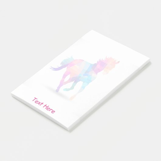 Running Horse Lo Poly Geometric Rainbow Post-it Klebezettel (angewinkelt)