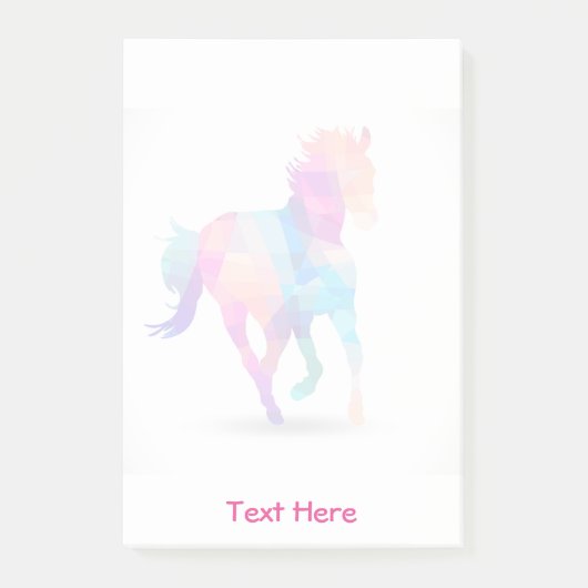 Running Horse Lo Poly Geometric Rainbow Post-it Klebezettel (Vorderseite)