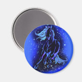 Running Horse Magnet Blue Starry Night (Vorderseite/Rückseite)