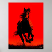 Running Horse Poster - Black Silhouette on Red (Vorne)
