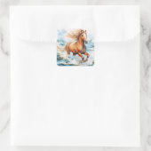 Running Horse Quadratischer Aufkleber (Tasche)