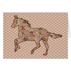 Running Horse Silhouette, Brown, Tan und Cream