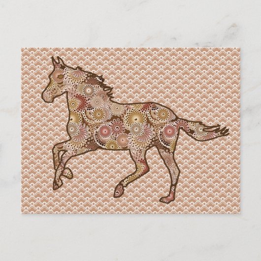 Running Horse Silhouette, Brown, Tan und Cream Postkarte (Vorderseite)