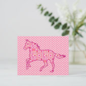 Running Horse Silhouette, Fuchsia und Coral Pink Postkarte (Stehend Vorderseite)