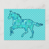 Running Horse Silhouette, Türkis und Aqua Postkarte (Vorderseite)