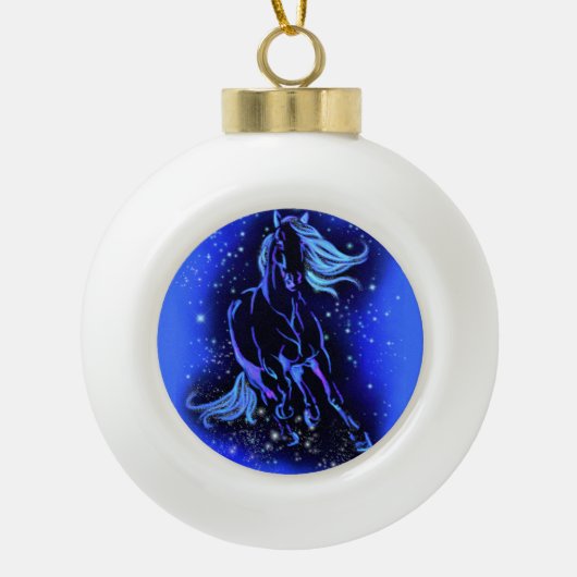 Running Horse Weihnachtsschmuck Keramik Kugel-Ornament (Vorderseite)