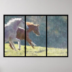 Running Horses Collage Poster