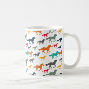 Running Horses Pattern - Türkis Rot Grau Kaffeetasse