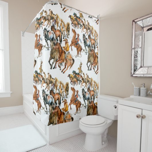 Running horses seamless pattern. American cowboy.  Duschvorhang (Beispiel)