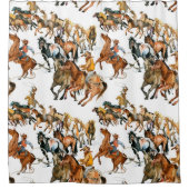 Running horses seamless pattern. American cowboy.  Duschvorhang (Vorderseite)