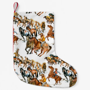Running horses seamless pattern. American cowboy. Kleiner Weihnachtsstrumpf