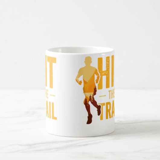 Running In Woods Trail Running Runner Jogging Jogg Kaffeetasse (Mittel)