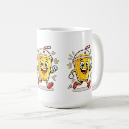 **Running Juice Cup Cartoon – Fun Street Drink Cha Kaffeetasse (VorderseiteRechts)