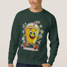 **Running Juice Cup Cartoon – Fun Street Drink Cha Sweatshirt
