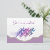 Running Marathon Runner Birthday Party Einladung (Stehend Vorderseite)